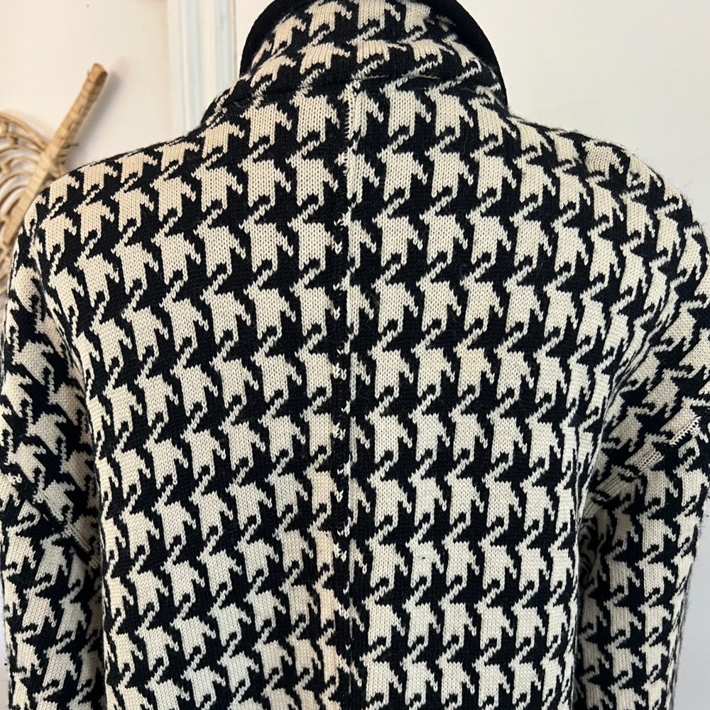 Vintage Adrienne Vittadini Italy Wool Houndstooth Knit Coatigan Cardigan L - Picture 10 of 10